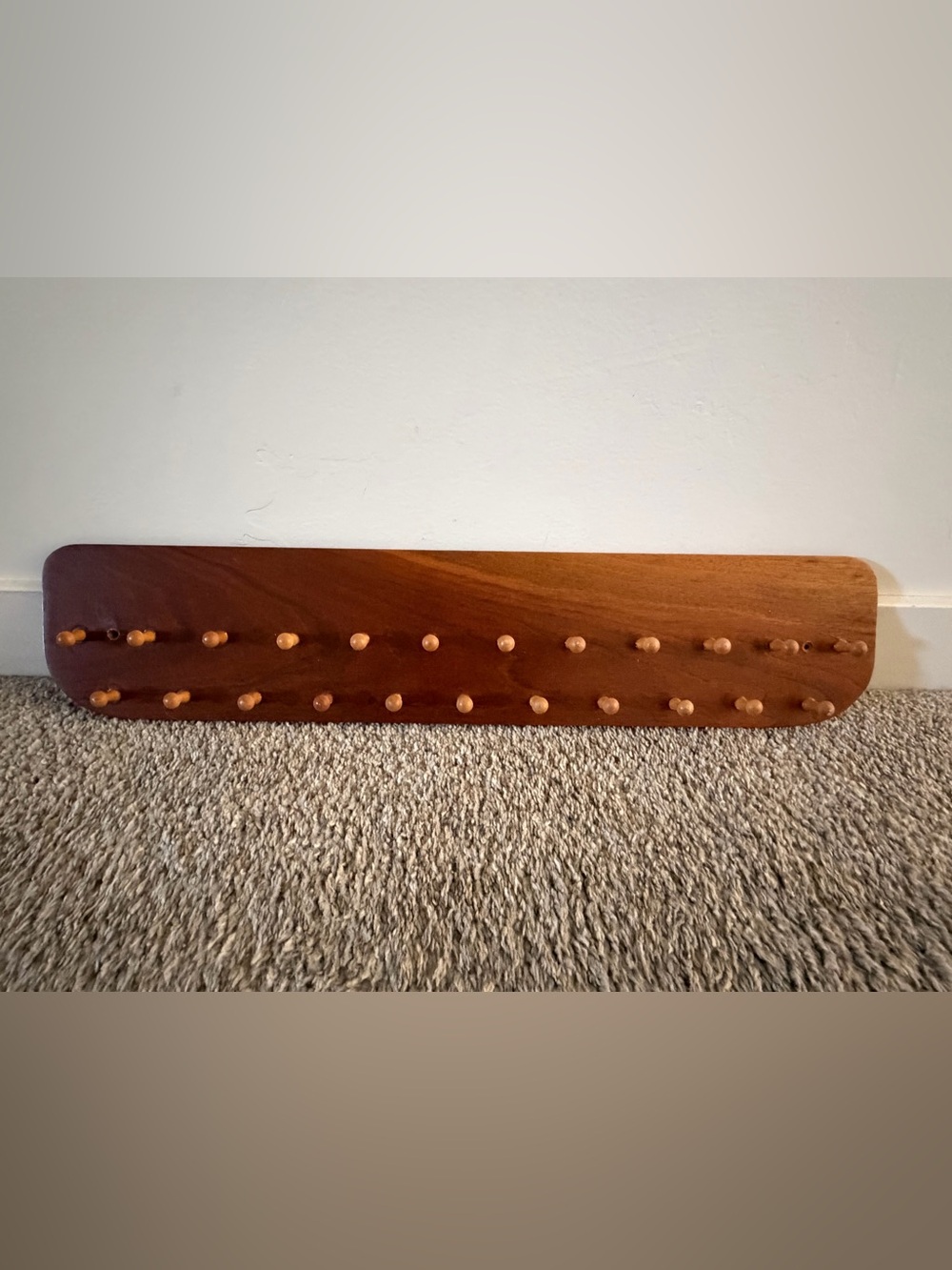 Vintage Wooden Pegboard Wall Rack in Warm Brown - Home Wall Decor